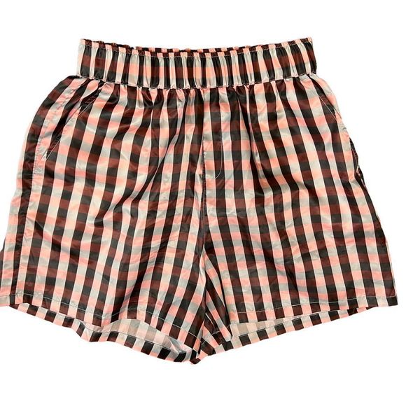 Collusion Pink Plaid Elastic Waist Short Size 8 - Picture 2 of 6